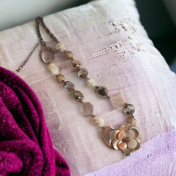 Women Necklace Jewelry 23 Inch Asymmetrical Mother Of Pearl Fashion Vintage - Picture 1 of 8